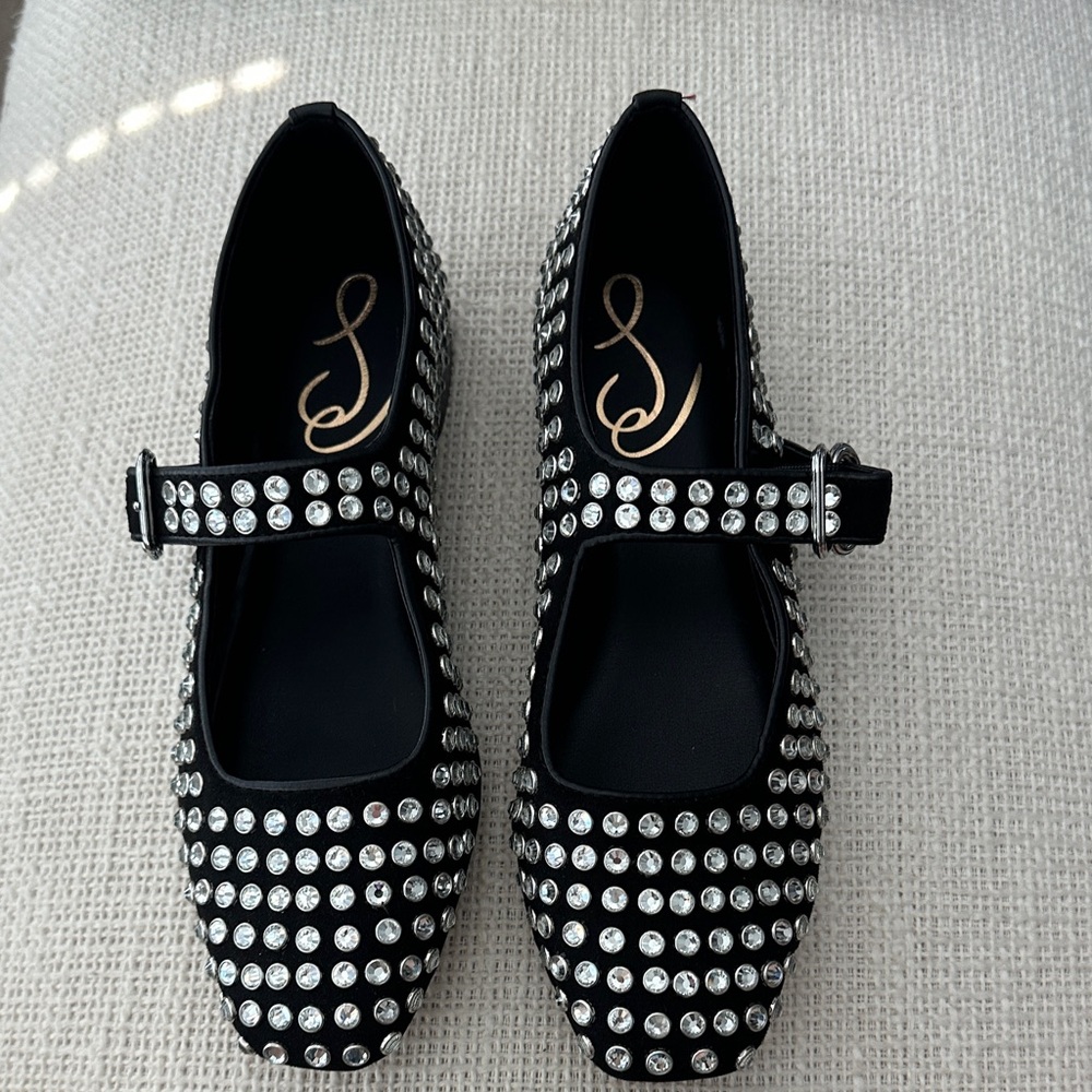 Sam Edelman Black and Silver Polka Dot Flats